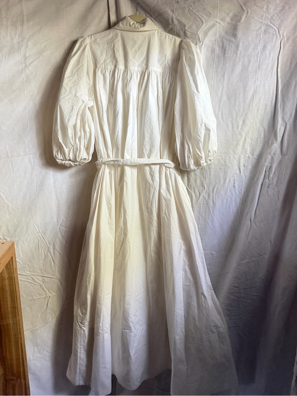 AJE Casablanca White Button-Front Puff Sleeve Midi Dress with Belt - Picture 3 of 5